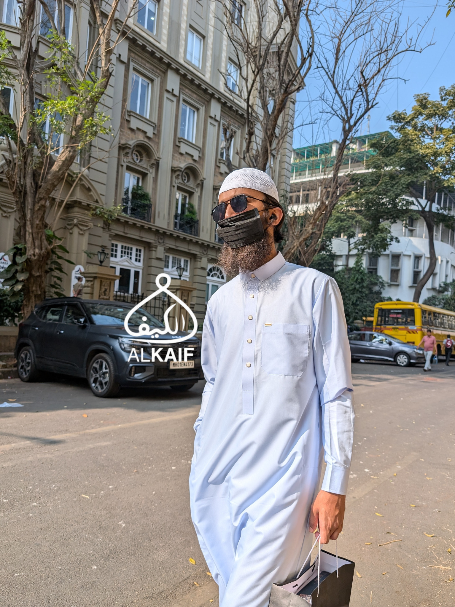 Sky Blue summer thobe for men – front view – ALKAIF