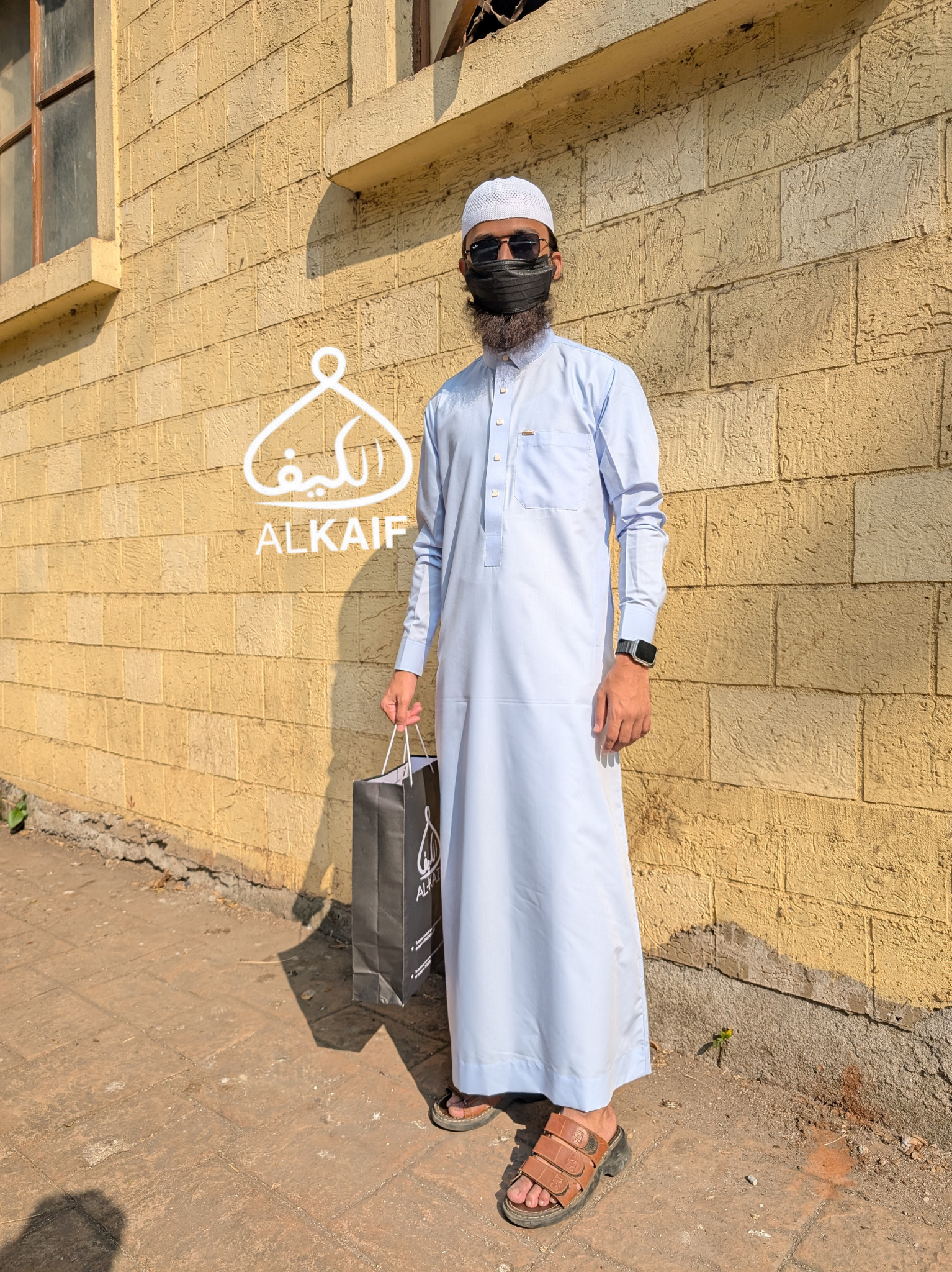 Sky Blue summer thobe for men – front view – ALKAIF