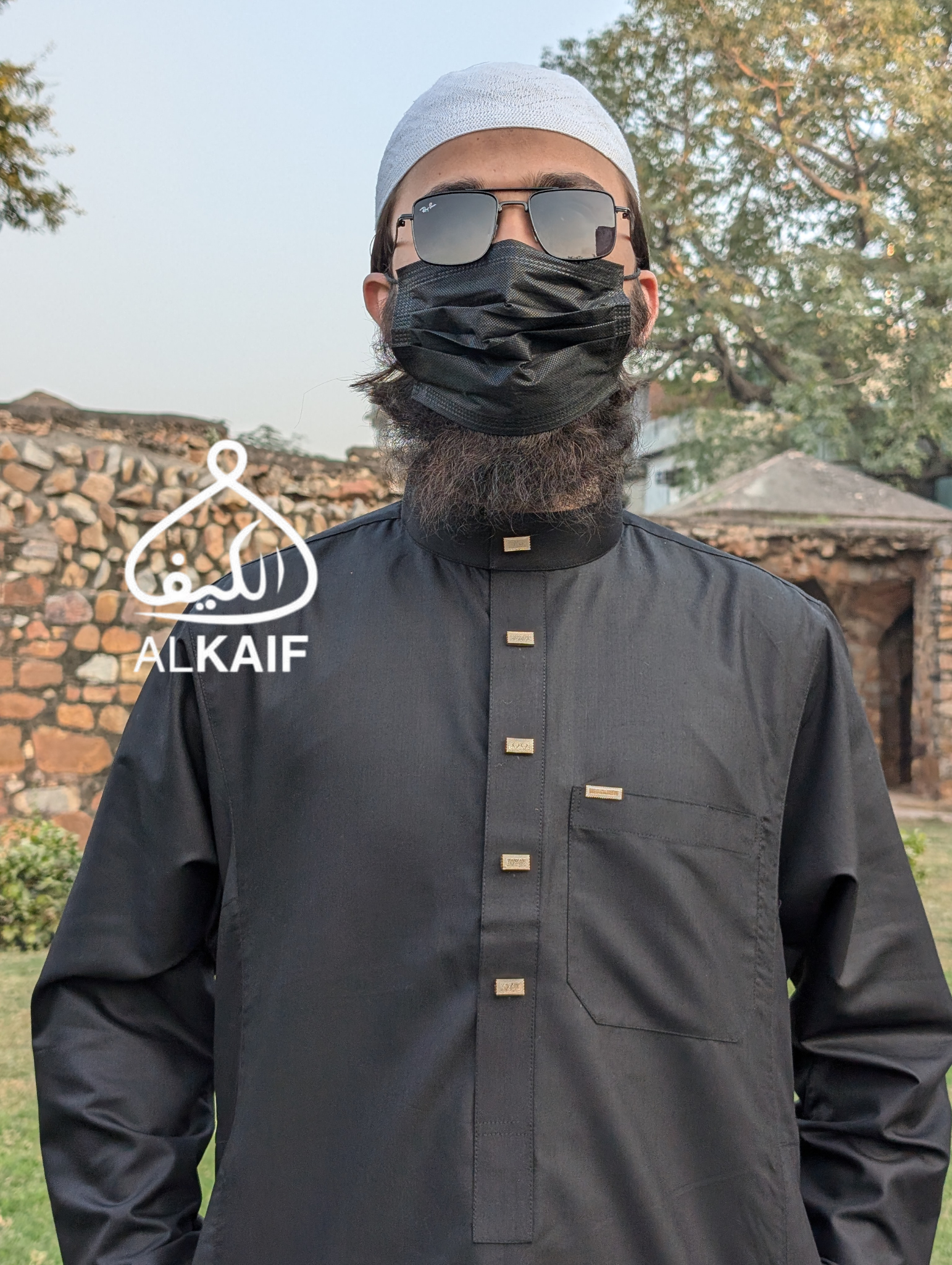 Thobe, Black, Men - ALKAIF